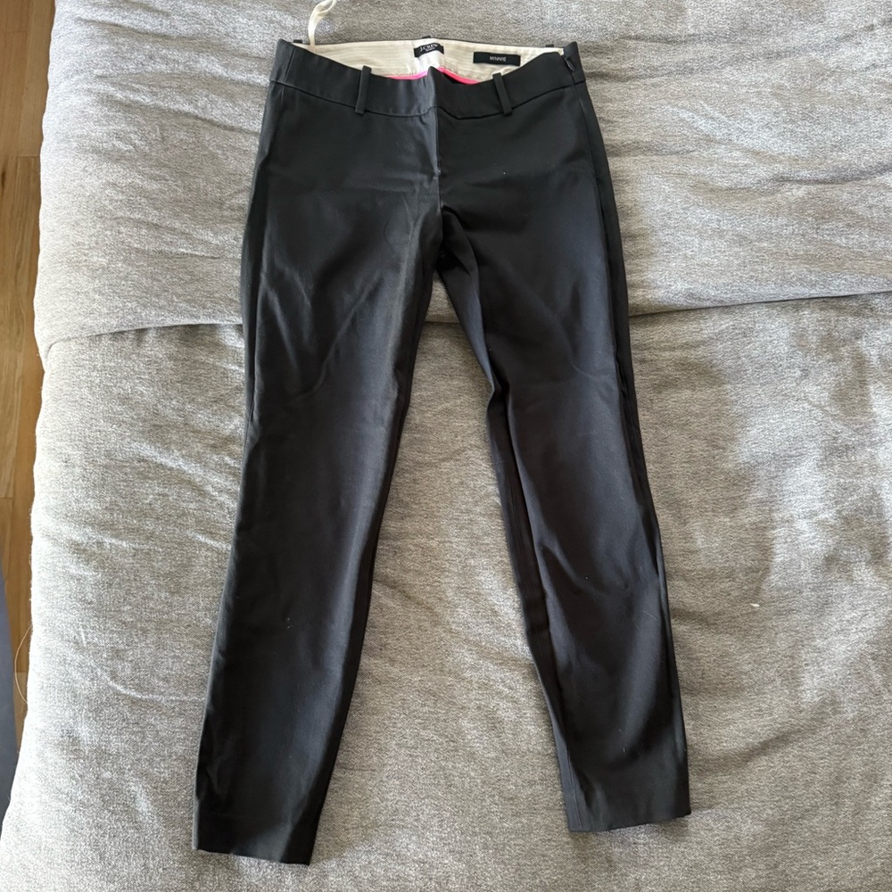 J. Crew Charcoal Trousers with Pink Accent